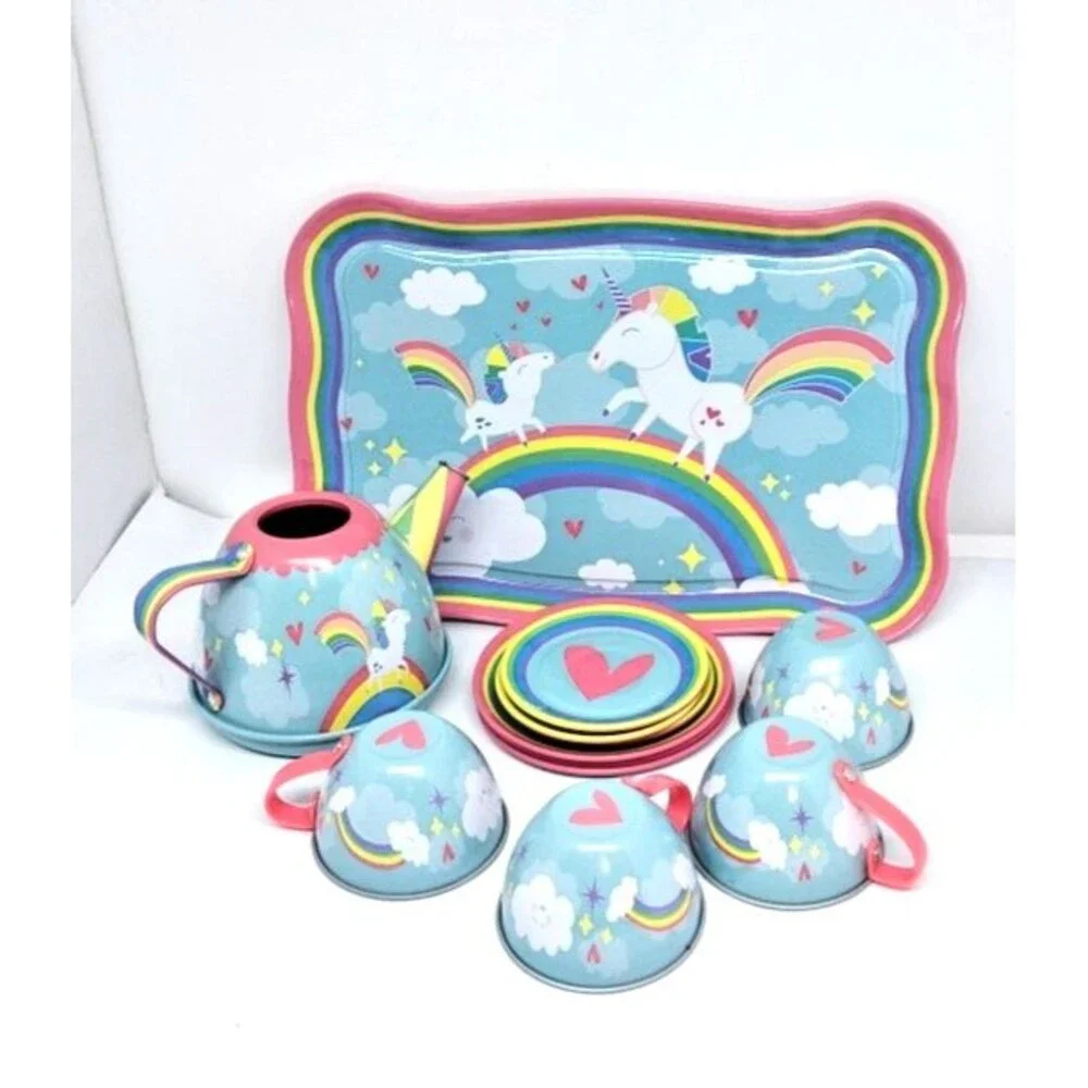 Schylling 14 Piece Unicorn Tin Set Children's Pretend Play Set 2017